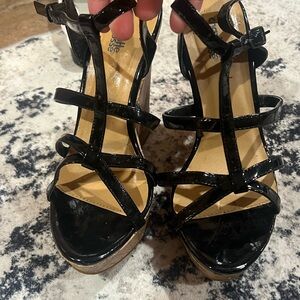 Charlotte Russe Black Patent Wedge Sandals